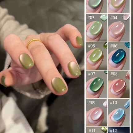 1-12pcs PSK New Whitening Strawberry Cat Eye Gel Nail Polish 2026 Super Glitter Whitening Red Glass Bead Nail Art Pink Nails