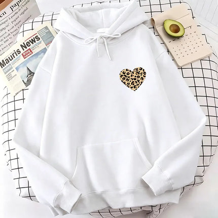 Heart Love Leopard Print Hoodies Spring Autumn Winter Casual Hoodies Sweatshirts Graphic Women Hoodie Sweatshirt