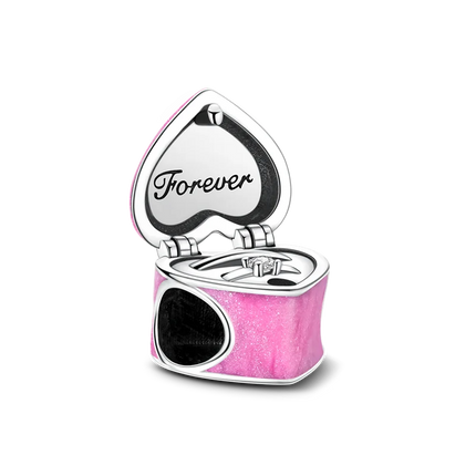 2026 Romantic Pink Color Charms Bead 925 Sterling Silver CZ Zircon Love Heart Pendants Fit Original Bracelet DIY Jewelry Gift