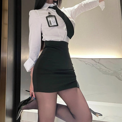 Plus Size Secretary Lingerie Uniform School Teacher Cosplay Japanese Senior Club Office Lady Rolepla Costumes Bodycon Dress