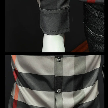 Fashionable Long Sleeve Slim Fit Men's Shirt Trendy Korean Style Checkered Casual Shirt for Spring And Autumn in Mainland China