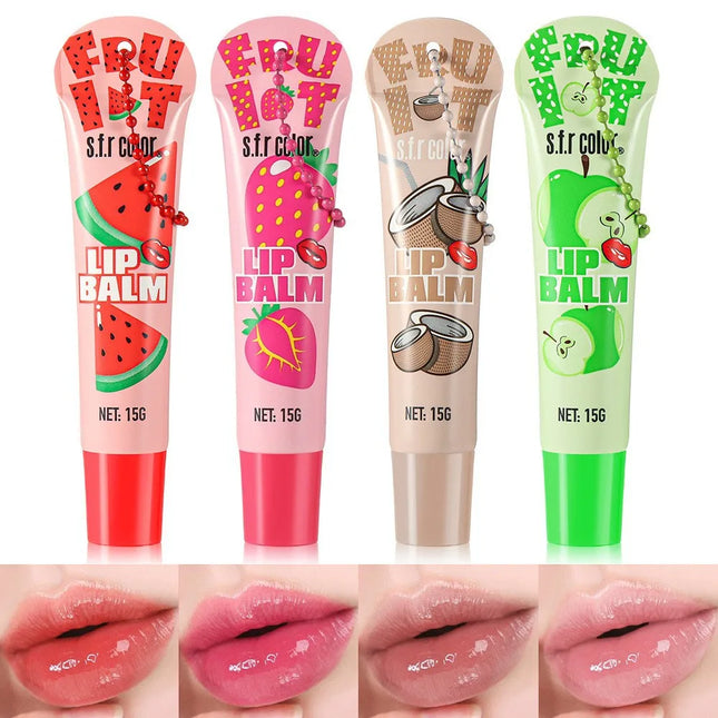 4-Color Fruit Flavored Lip Balm - Brightening Colored Moisturizing Lip Glaze - Festival Holiday Gifts - Long-Lasting Lip Care