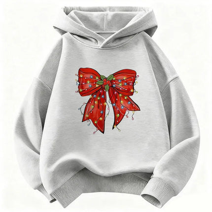 Fashion Red Color Bow Lovely Heart Children's Hoodie Sweatshirt Cute 90s Hoody for Boys Girls Autumn Spring Casual Hoodies