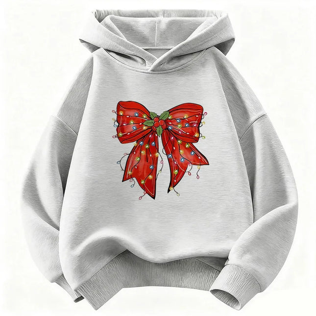 Fashion Red Color Bow Lovely Heart Children's Hoodie Sweatshirt Cute 90s Hoody for Boys Girls Autumn Spring Casual Hoodies