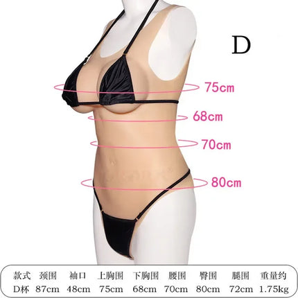 Silicone Bodysuit Artificial Breastplate Sexy Female Tits Fake Boobs Shemale Chest Crossdressing Cosplay Sex Toys For Women Men