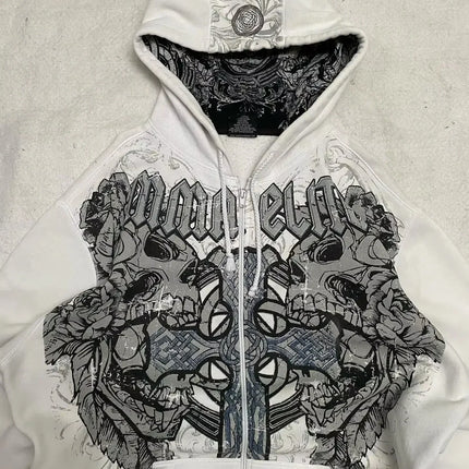 Vintage MMA Elite Men's New Zipper HoodieY2K Best Selling Harajuku Hip Hop Skull Letter Graphics Extra Large Couple Street Wear