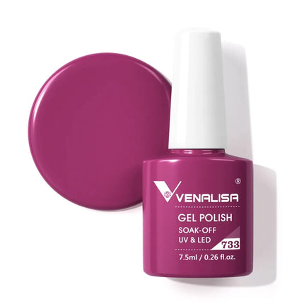 Venalisa 7.5ml Gel Nail Polish, White Cap, Glass Formula, No Wipe Top Coat, UV LED Soak-Off Glitter Color Nail Lacquer