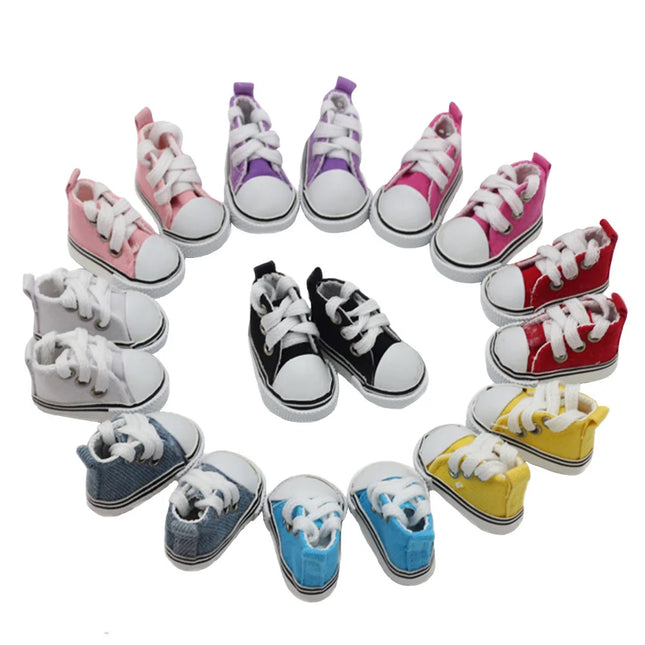 BJD Doll Clothes Accessory 5CM Mini Canvas Shoelace Doll Shoes for Play House Dress Up Accessory 1Pair