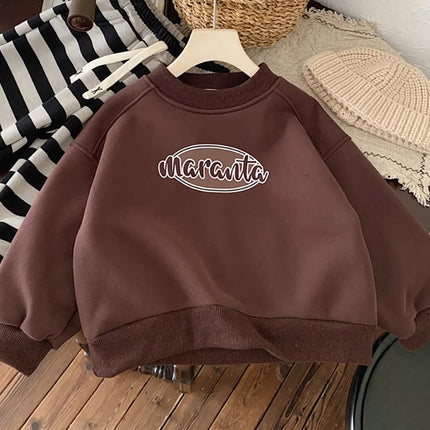 Children Winter Pullovers Fleece Thicken Tops For Kids Velvet Warm Sweatshirts For Boys Girls Cartoon Outfits Baby Tops Clothes