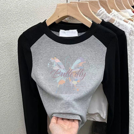 Girls Pure Cotton Long Sleeve T-shirt Spring Autumn Base Layer Shirt Inner Wear Children's Clothing Casual Slim Fit Round Neck