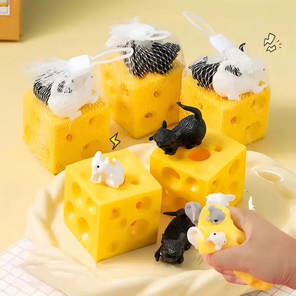 Stretchy Mice and Cheese Sensory Fidget Stress Relief ADHD Autism Anxiety Therapy Kids Toys Party Favors Classroom Prize