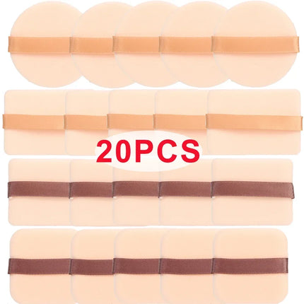 1-20pcs High-Density Flocked Cushion Powder Puff Soft Professional Round Rectangular Shape Foundation Sponge Puff Makeup Puffs
