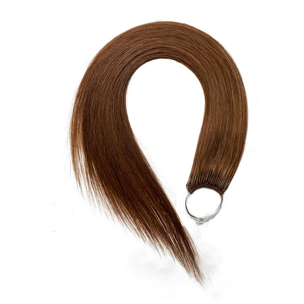 Korean hot selling pure cotton 100% human hair cotton thread double head double brushed feather hair extensions natural color