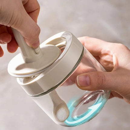 1/3 pcs Glass Seasoning Bottle With Telescopic Spoon Household Kitchen Salt Storage Box Leak Proof and Moisture-proof