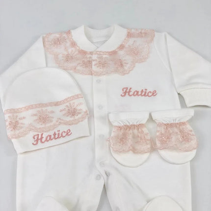 Original UK Prince Take Me Home Outfit Baby Crown Jewels set Baptism Bling Outfit Rubybelleb Light Blue 3pcs Layette Swaddle Set