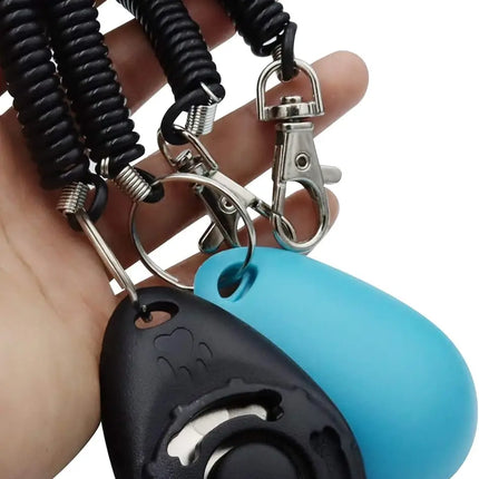 Pet Training Clicker with Wrist Strap - Dog Training Clickers (New Black + Blue) dog whistle pets acessorios pets
