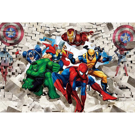 Avengers Backdrops Children Birthday Decoration Custom Text Superhero Photography Background Spider-Man Captain America Iron Man