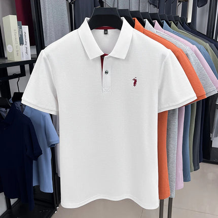 100% pure cotton men's short-sleeved polo shirt, hot-selling summer fashionable horse logo embroidery classic Paul casual T-shirt