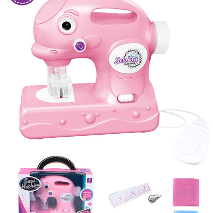 Sewing Machine Toys, Portable Battery Powered Sewing Machine with Measuring Tape and Fabric, Gifts for Kids not Include Battery