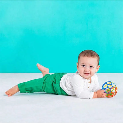 6-in-1 BPA-Free Baby Sensory Rattle Ball - Soft Textured Grasping Toy with Gentle Sound & Spin Rings | Montessori Learning Toy f