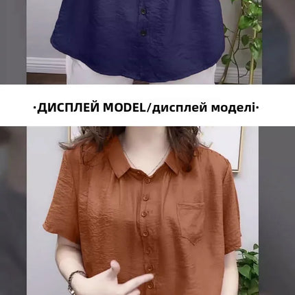 Plus Size Loose Sportswear Women's Shirt Summer New Style Base Layer Top Korean Style Commute Linen Fabric Regular Fit