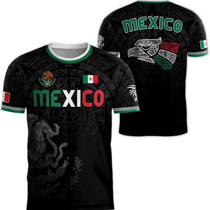 Mexico National Flag Print T Shirt For Men Funny 3D Eagle Pattern Short Sleeve Tees Outdoor Football Sports Clothing Casual Tops