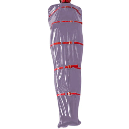 Shiny PVC Faux Leather Bondage Sack Wetlook Sleeveless Sleeping Bag Bodysuit Erotic Costumes Cosplay Jumpsuits Unisex Lingerie