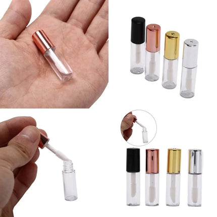 50/100pcs Empty Lip Gloss Tubes, Transparent Mini Fillable Lipstick Transfers for Lip Sample Travel DIY Makeup (1.2ml,Rose Gold)