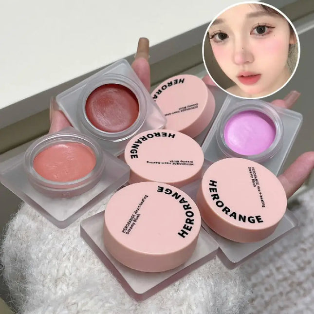 Monochrome Powder Blusher Cream Brightening Whitening Purple Lip and Cheek Dual-use Matte Natural Blush Tint Palette
