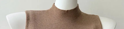 Korean Sle Knitted Vest Women's Base Layer Tank Top Svel f High Collar Spring Autumn Winter Inner And Outer Wear