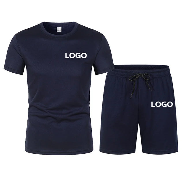 Custom Print DIY Men's Summer T-Shirt Casual Mesh Set Sports Jogging Duo Set Breathable Fast Drying Gym Shirt Football Shirt