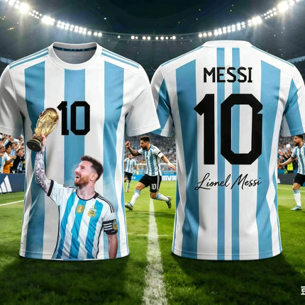 Messi 10#Argentina National Soccer Jersey,Breathable Short Sleeve Athletic T-Shirt Sports Matches Training And Fan Daily Outfits