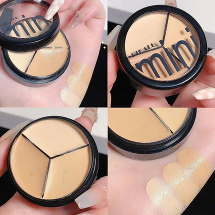3Color Concealer Full Covers Dark Circles Acne Marks Spots Tear Furrows Concealer Cream Brighten Face Even Skin Color Foundation