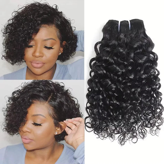 Short Deep Curly Hair Kinky Curly Hair Bundles Tissage  Bundles Remy Human Hair Extensions Natural Black Brazilian Cheap Bundles
