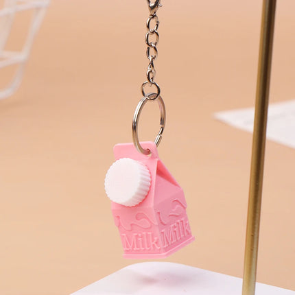 Milk Carton Keychain Pendant Mini Milk Carton Shape Pill Storage Box Portable Container Pendant For Backpack Handbag Keychain