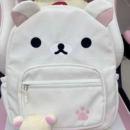 Kawaii Rilakkumas Large Capacity Backpack Japanese Cartoon Anime Student Leisure School Bag Travel Bag Waterproof Nylon Backbag