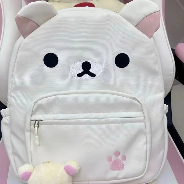 Kawaii Rilakkumas Large Capacity Backpack Japanese Cartoon Anime Student Leisure School Bag Travel Bag Waterproof Nylon Backbag