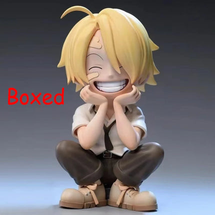 13cm Anime One Piece Action Figures Q Version Sitting Boxed Figurines Doll Luffy Zoro Sanji Trendy Car Ornaments Gifts Toys