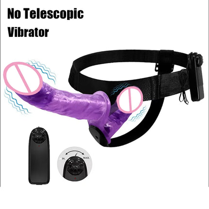 Strap On Double Head Telescopic Dildo Vibrator Realistic Wearable Massager Artificial Panties For Lesbian Adult Products Sex Toy