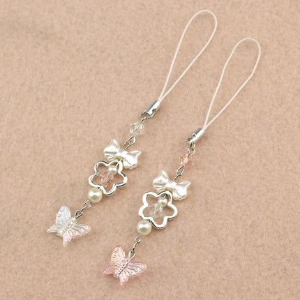 Handmade Butterfly Matching Phone Charm Pink and White Keychain Y2K Girl Friend Gift