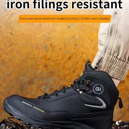 Construction Safety Shoes Men Waterproof Work Boots Anti-smash Steel Toe Shoes Puncture-Proof Indestructible Shoes Safety Shoes