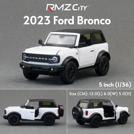1/36 Ford Bronco SUV Off-Road Toy Car Model For Children RMZ CiTY Diecast Miniature Pull Back Collection Gift for Kid Boys