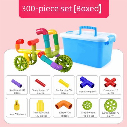 New DIY Water Pipe Building Blocks Assembly Design Plastic Construction Splicing Pipes Montessori Building Blocks Children