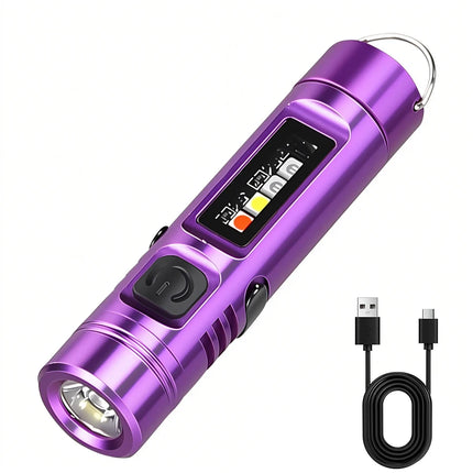 Mini LED Handheld Flashlight USB Rechargeable Aluminum Alloy Torch Magnet Work Light Red Blue Emergency Keychain Lantern
