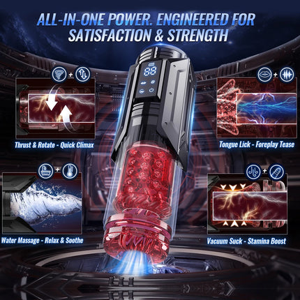 Male Masturbator Stroker 7-in-1 Sucking Thrusting Rotating Licking / Masturbateur Masculin 7-en-1 Aspiration Poussée Rotation
