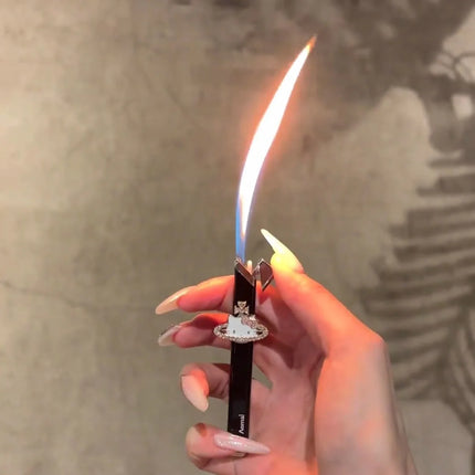 New Butane Gas Lighter Portable Metal Inflatable Lighter Katie Cat Pattern Gas Lighter Cigarette Accessories Small Gifts