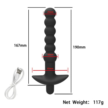 Silicone 10 Speeds Anal Plug Prostate Massager Vibrator Butt Plugs 6 Beads Sex Toys for Woman Couple Men Adult Product Sex Shop