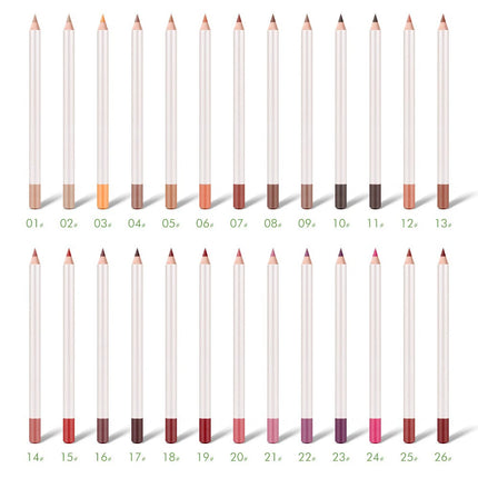Private Label 26 Color Lip Liner Lip Liner Pigment Long Lasting Waterproof Custom Logo Makeup Wholesale Cruelty Free White Box