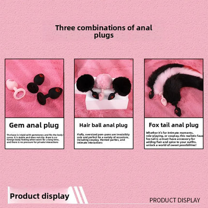 6pcs/Set SM Erotic Cosplay Cute Fox Tail Anal Plug Bow-Knot Cat Ears Headbands Collar Couples Accessories Sex Toys For Female
