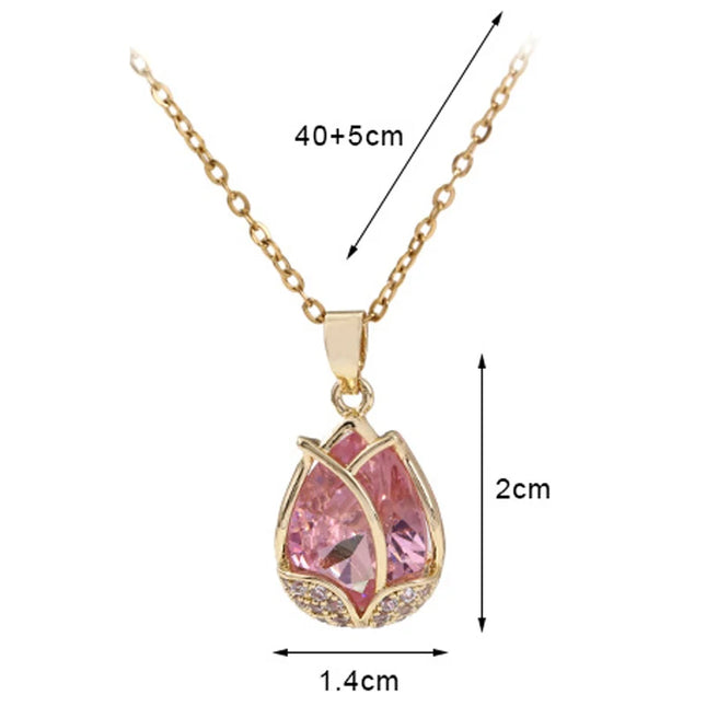 Tulip flower pendant clavicle chain titanium steel necklace temperament necklaces jewelry accessories festivals birthday gifts